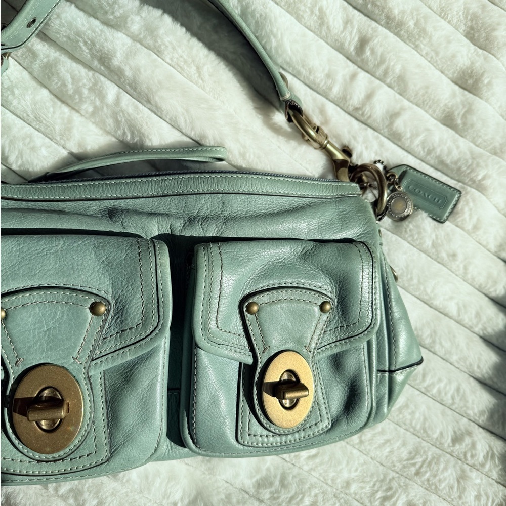 RARE Coach Legacy 65th Anniversary Pond Blue Leather Turnlock Shoulder Bag